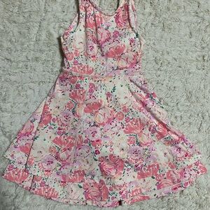 Sweet Honey- Floral Sleeveless Athletic Dress in Pink and Cream